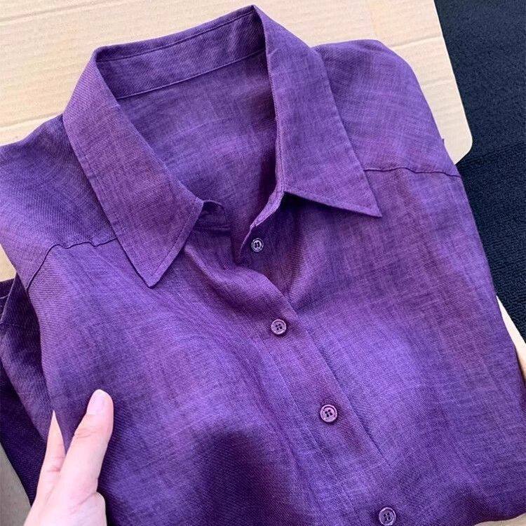 Men's Raspberry Linen Shirt — Lightweight Breathable