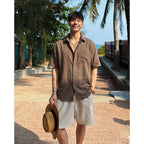 Men's Ice Silk Linen Shirt – Summer Casual Short Sleeve Sun...