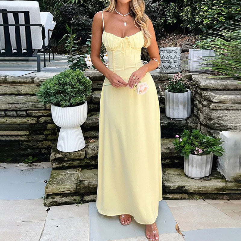 Women's Lace-Up A-Line Slip Dress — Sleeveless