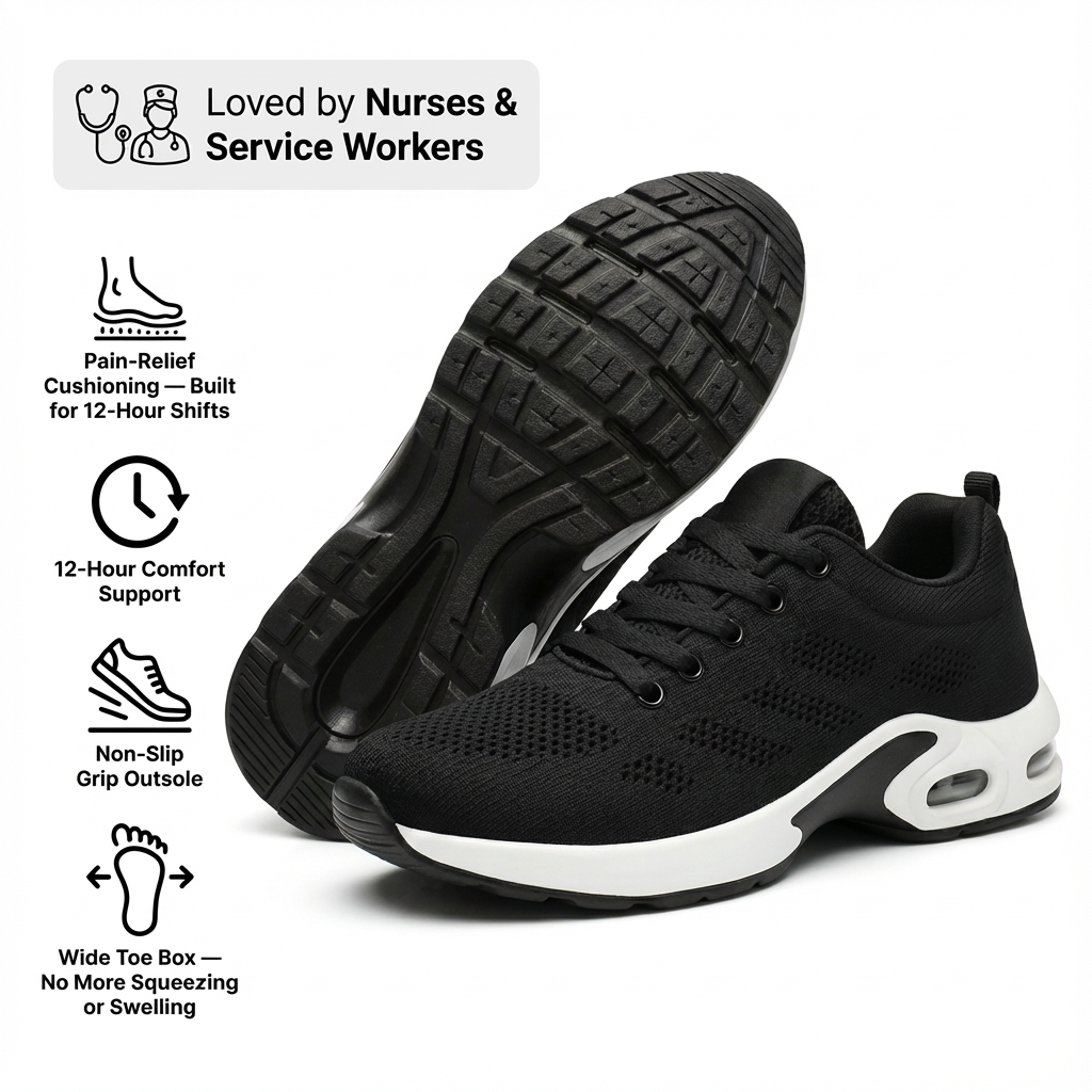 Cushioned Comfort Work Shoes — All-Day Support