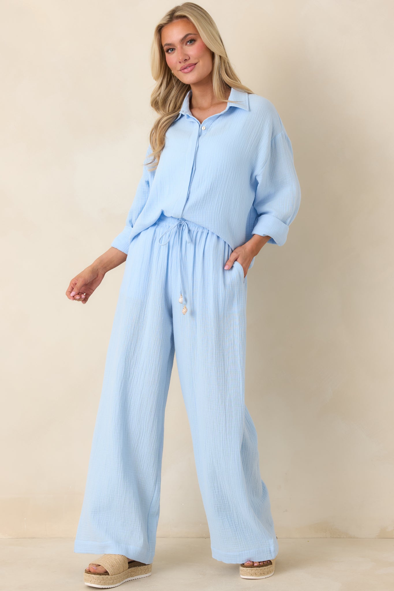 Women's Paradisa Dunedin Oceana Blue Cotton Drawstring Pants | 100% Cotton 4