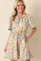 Women's Piece of My Heart Ivory Multi Floral Paisley Cotton Mini Dress | 100% Cotton 4