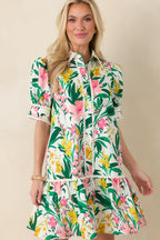 Women's Prosperina Rayne Green & Pink Multi Floral Cotton Mini Dress | 100% Cotton 4