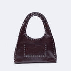 Retro Chic | Vintage Oil Wax Leather Shoulder Bag with Rivet Details | Stylish Handbag for Bold Fashion Statements