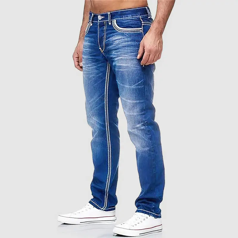 Men's classic-cut straight jeans, back view