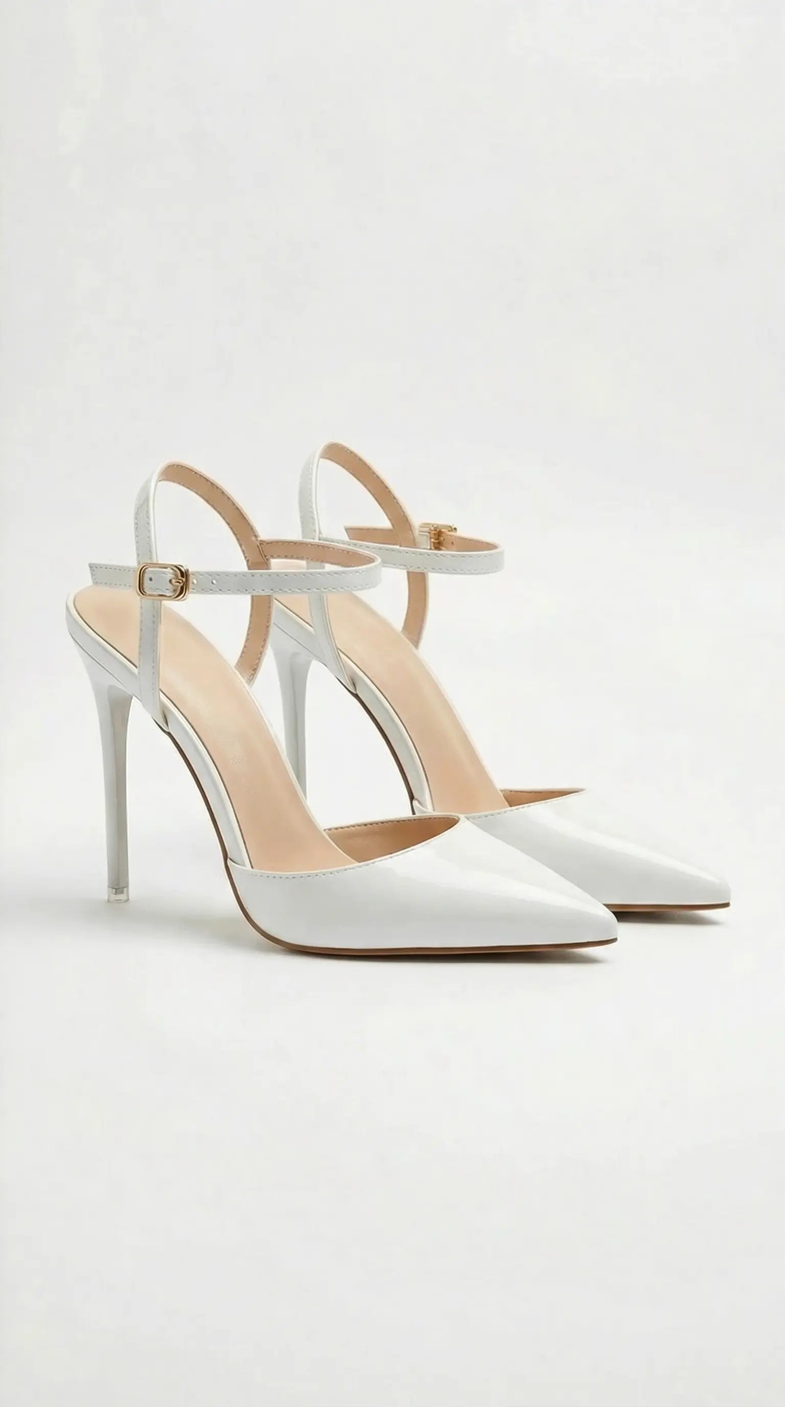Women's gold heels with adjustable ankle strap