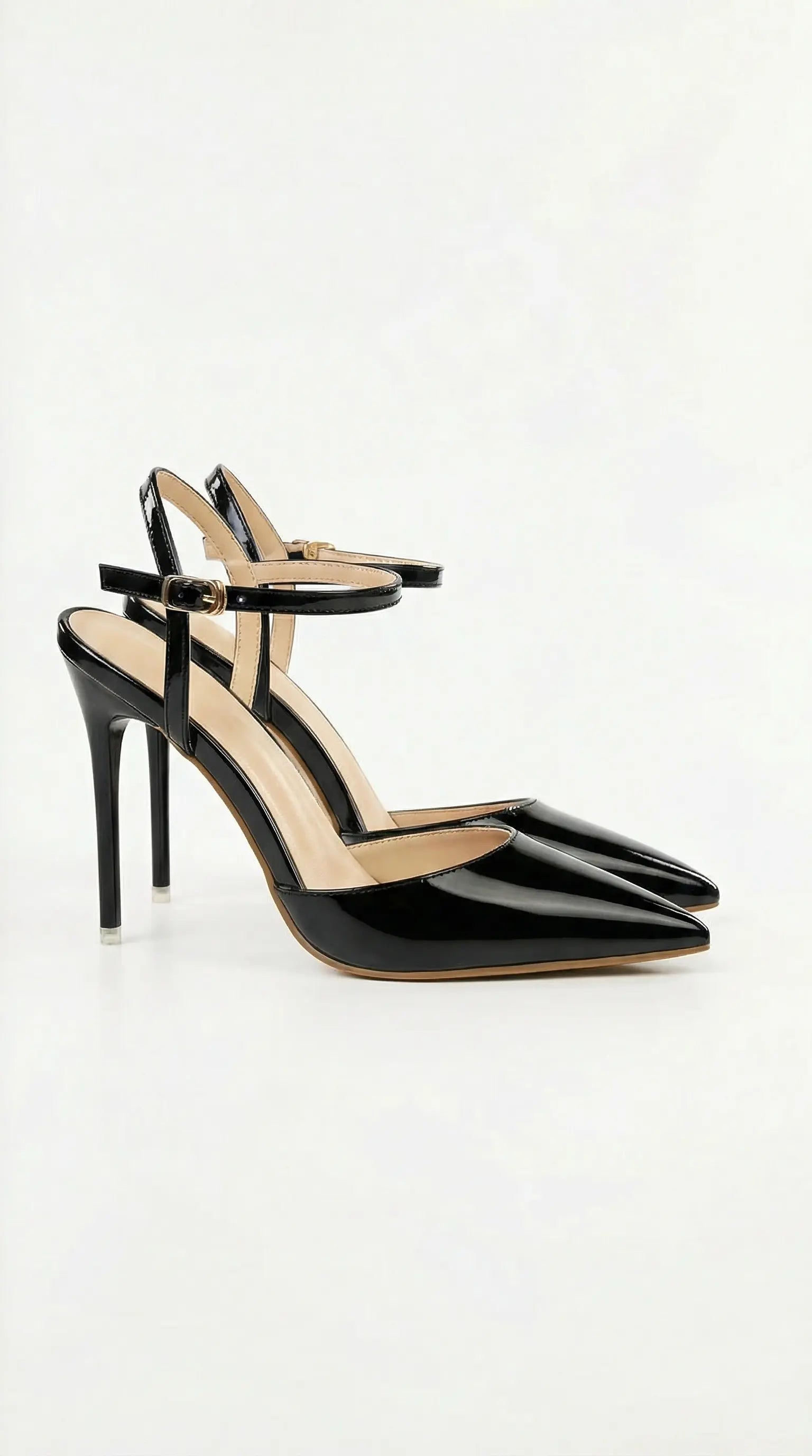 Women's gold heels with adjustable ankle strap