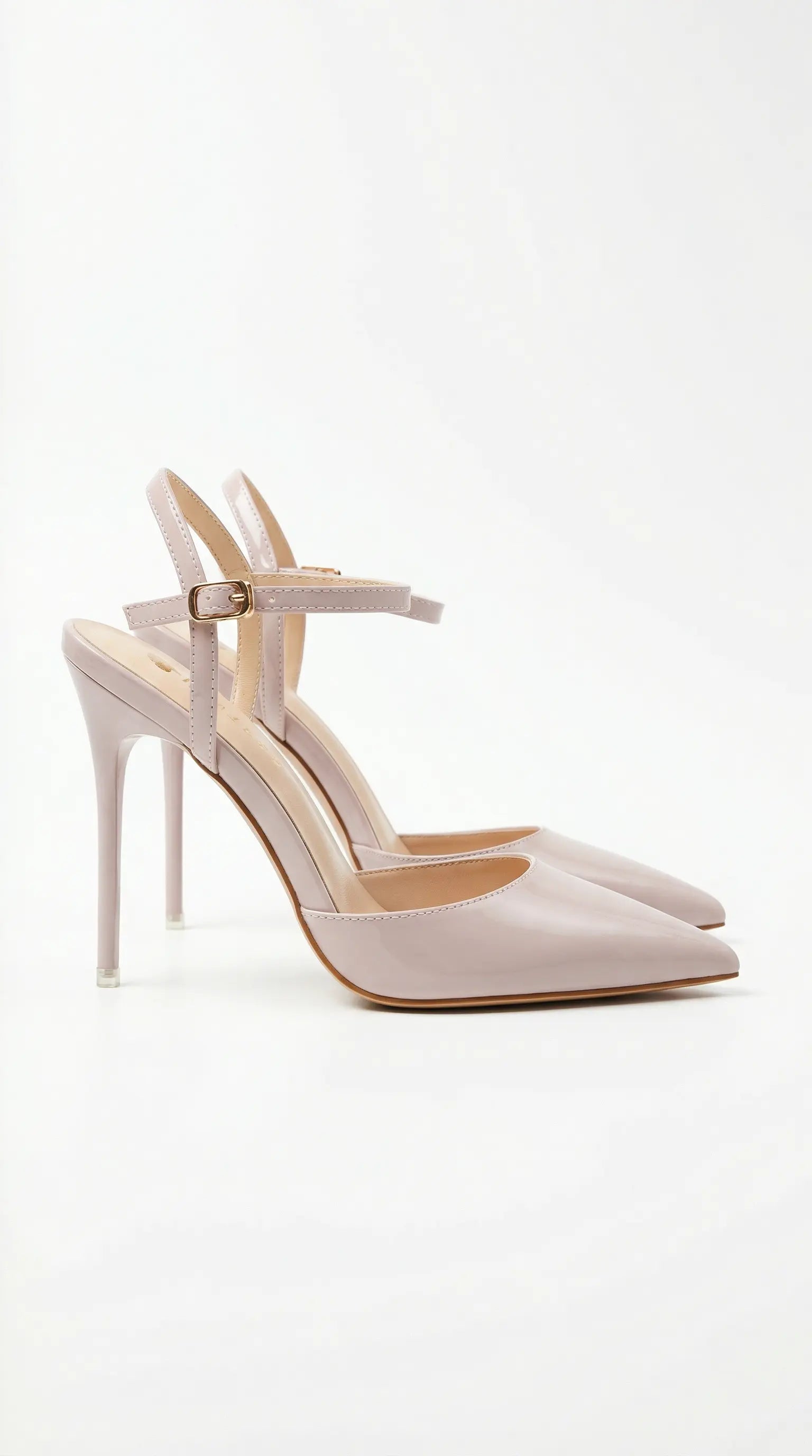 Women's gold heels with adjustable ankle strap