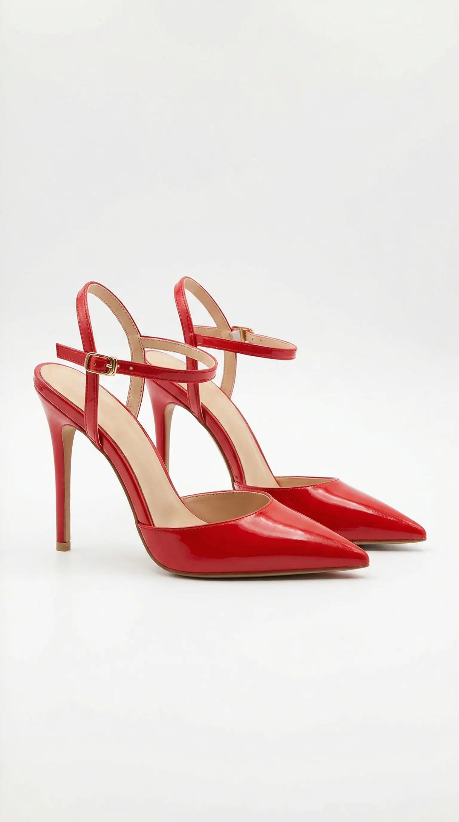 Women's gold heels with adjustable ankle strap