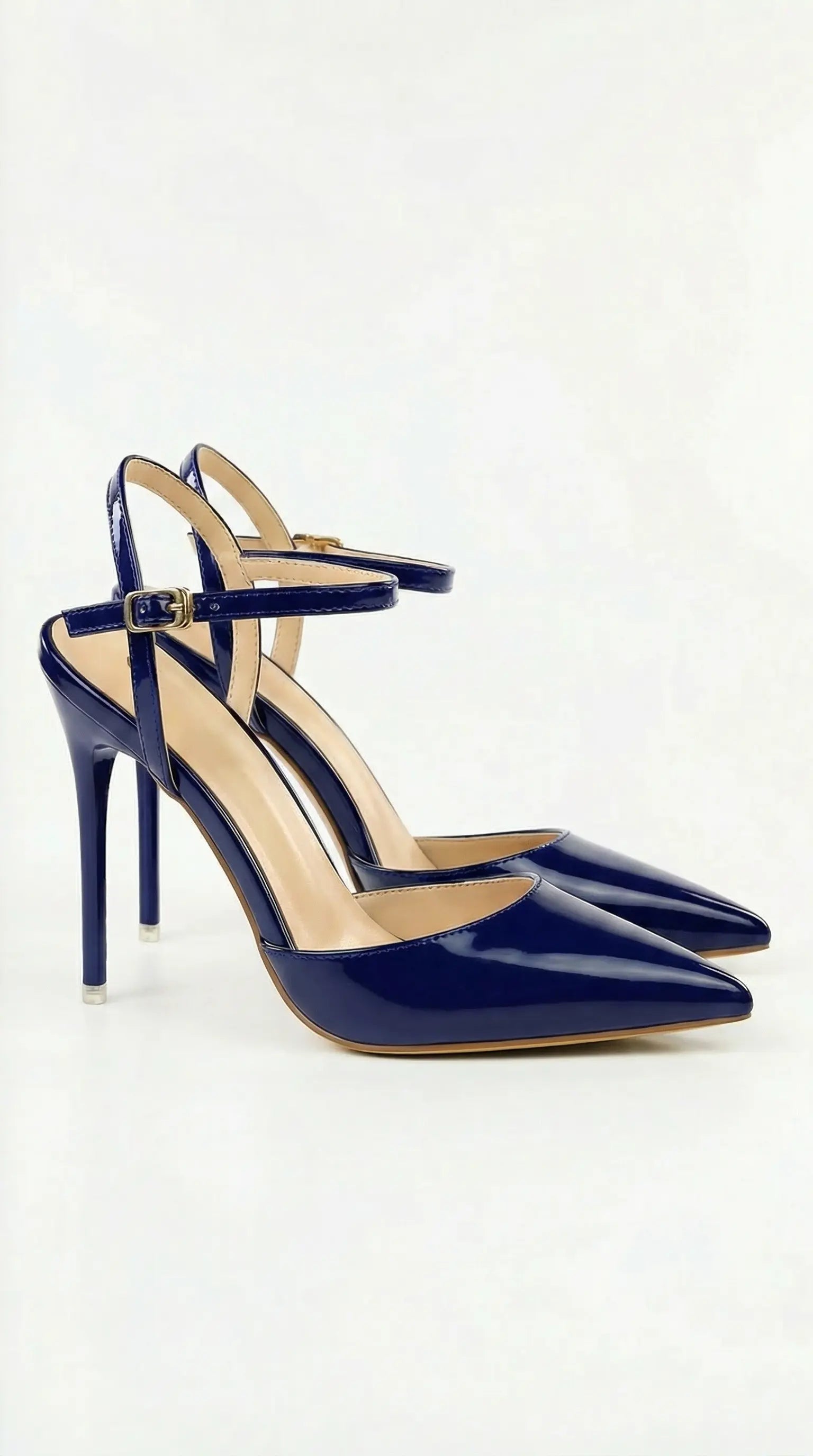Women's gold heels with adjustable ankle strap