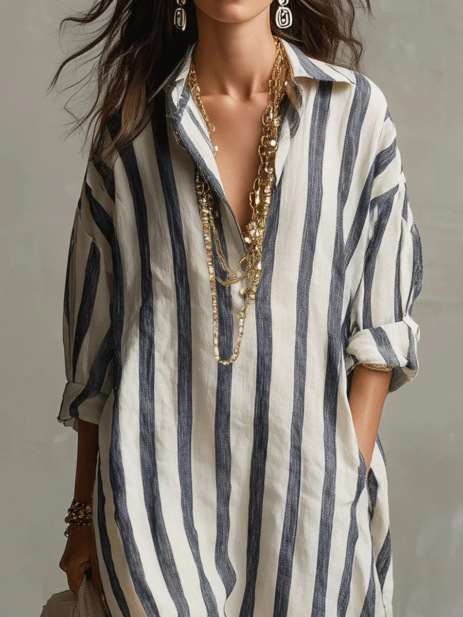 Linen shirt dress styling view
