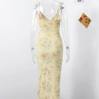 Floral Print Backless Sling Beach Dress — Sleeveless Summer Slip Dress