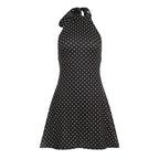 Sleeveless backless polka dot vacation dress