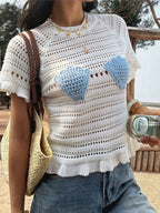 Seashell Cottage | Women's Tank Top with Crochet Knit Design | Coastal-Inspired Summer Wear