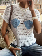 Seashell Cottage | Women's Tank Top with Crochet Knit Design | Coastal-Inspired Summer Wear