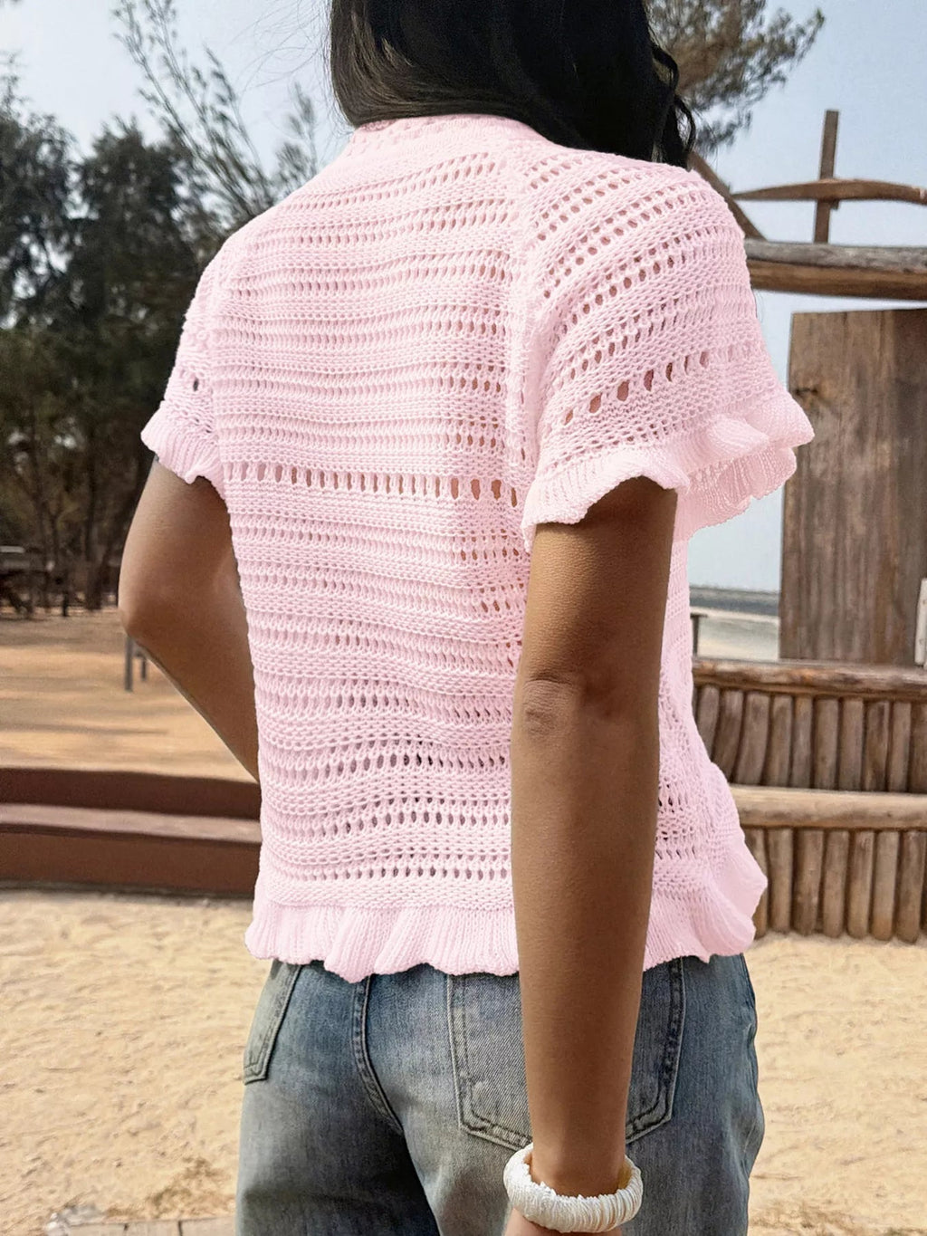 Seashell Cottage | Women's Tank Top with Crochet Knit Design | Coastal-Inspired Summer Wear