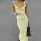 Floral Print Backless Sling Beach Dress — Sleeveless Summer Slip Dress