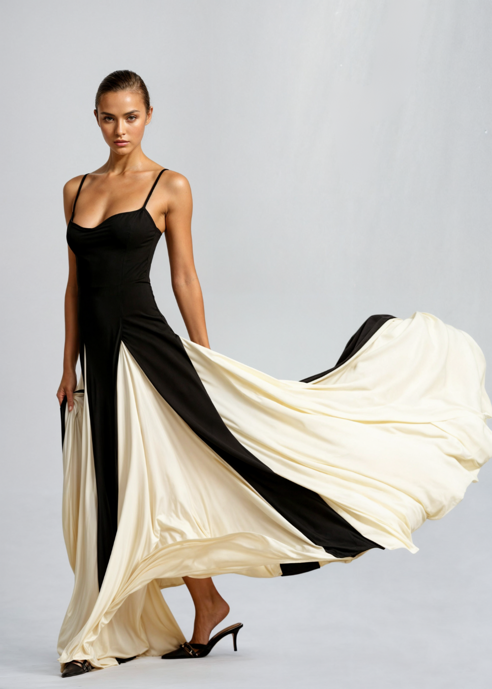 Floral Maxi Dress with Soft Drape – Elegant Long Dress for Day to...
