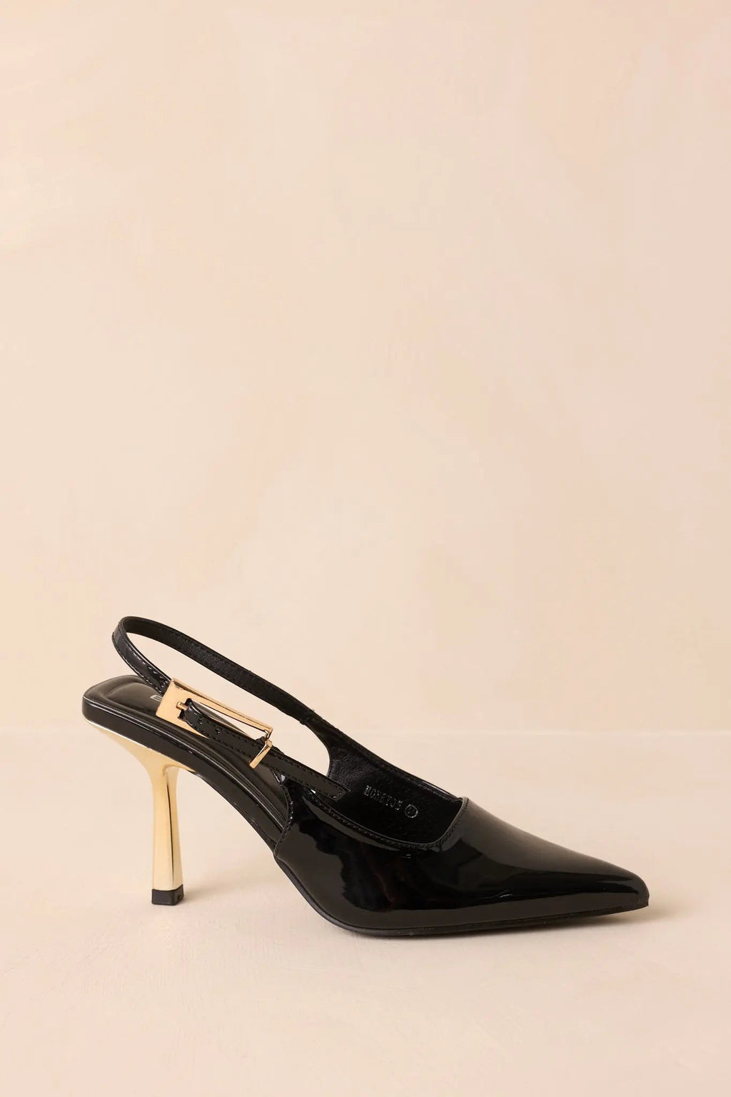 Women's Stood My Ground Black Patent Pointed Toe Slingback Heels | Heel measures 3.25" 1