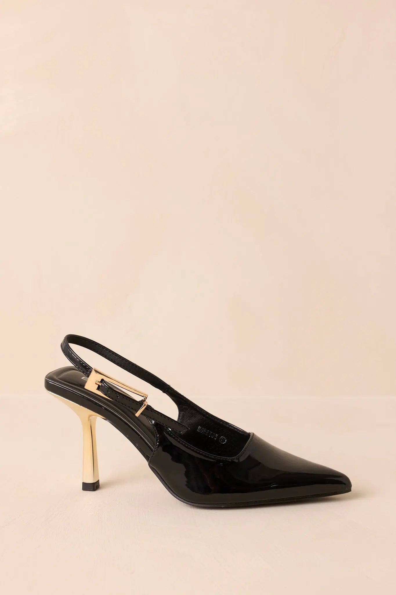 Women's Stood My Ground Black Patent Pointed Toe Slingback Heels | Heel measures 3.25" 1