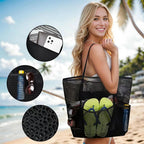 Stylish Beach Tote Bag | Large Capacity Open Top Design with Extra Pocket | Versatile for Women’s Travel and Shopping