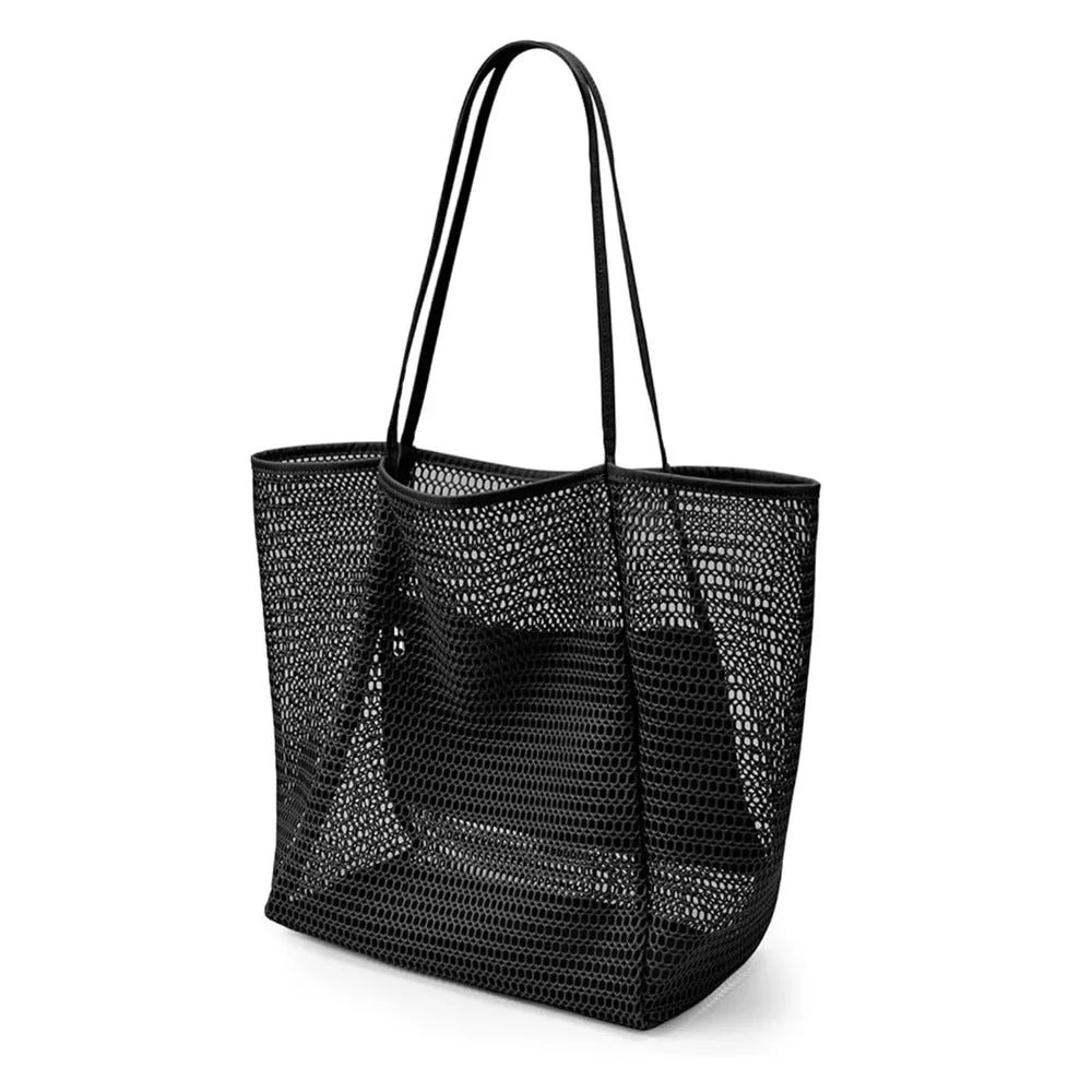 Stylish Beach Tote Bag | Large Capacity Open Top Design with Extra Pocket | Versatile for Women’s Travel and Shopping