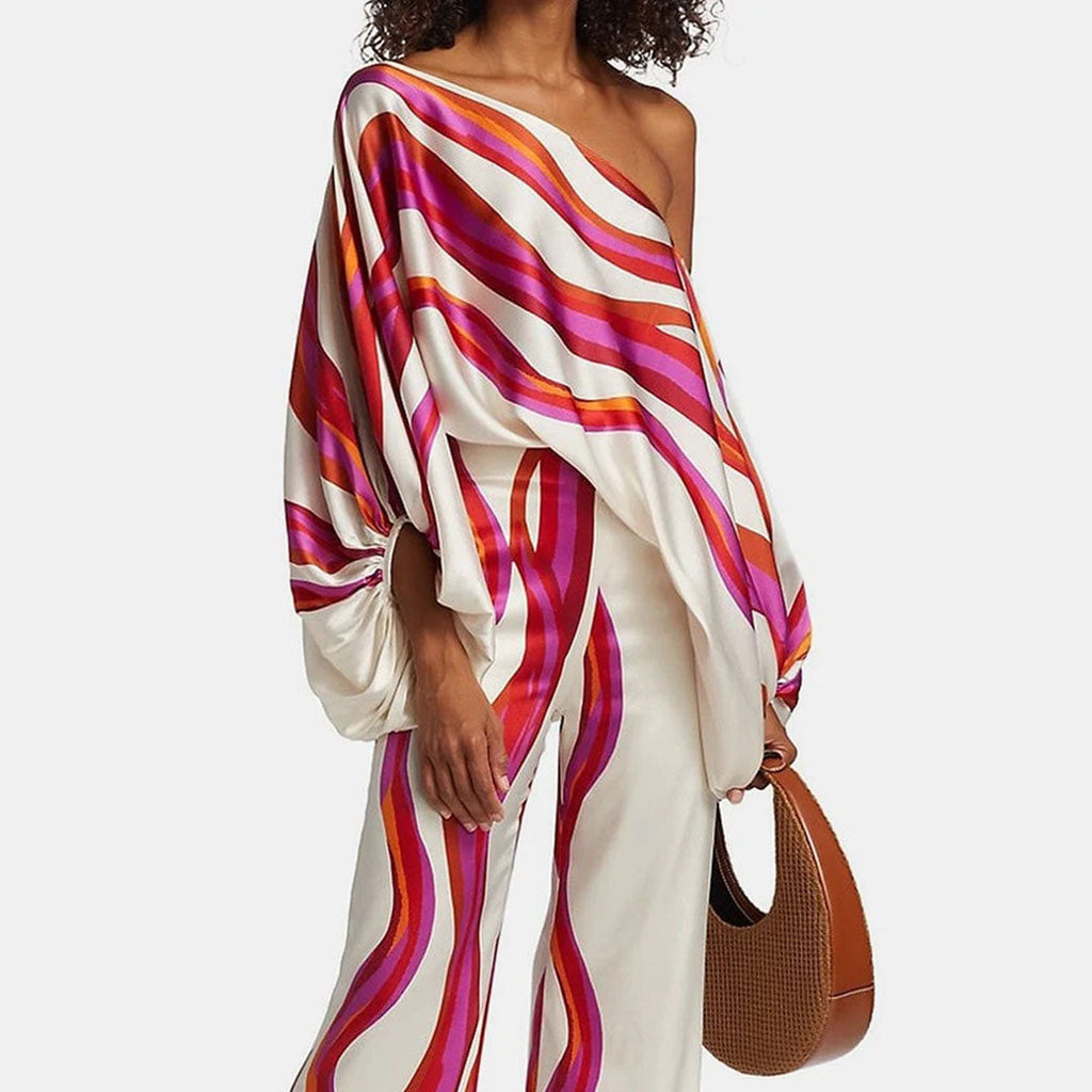 Women's Summer Two-Piece Set — Off-Shoulder Top & Shorts