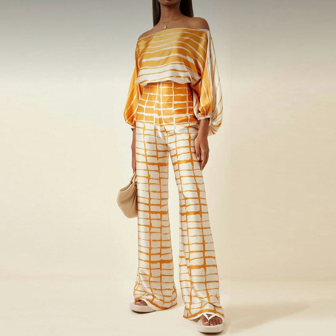 Women's Summer Two-Piece Set — Off-Shoulder Top & Shorts