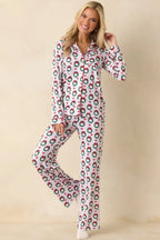 Women's The Merriest Thing White Multi Wreath Pajama Pants | 95% Polyester & 5% Spandex 4