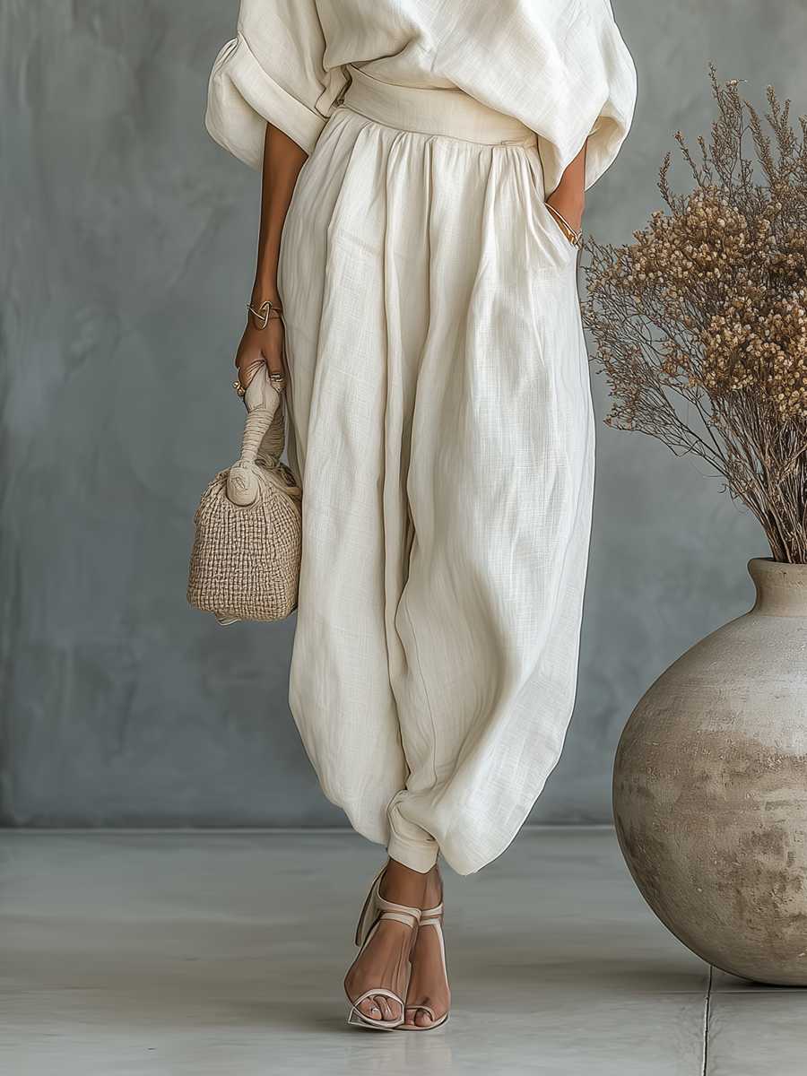 Thessaly – Women's Off Shoulder Loungewear Two Piece Set with Wide...