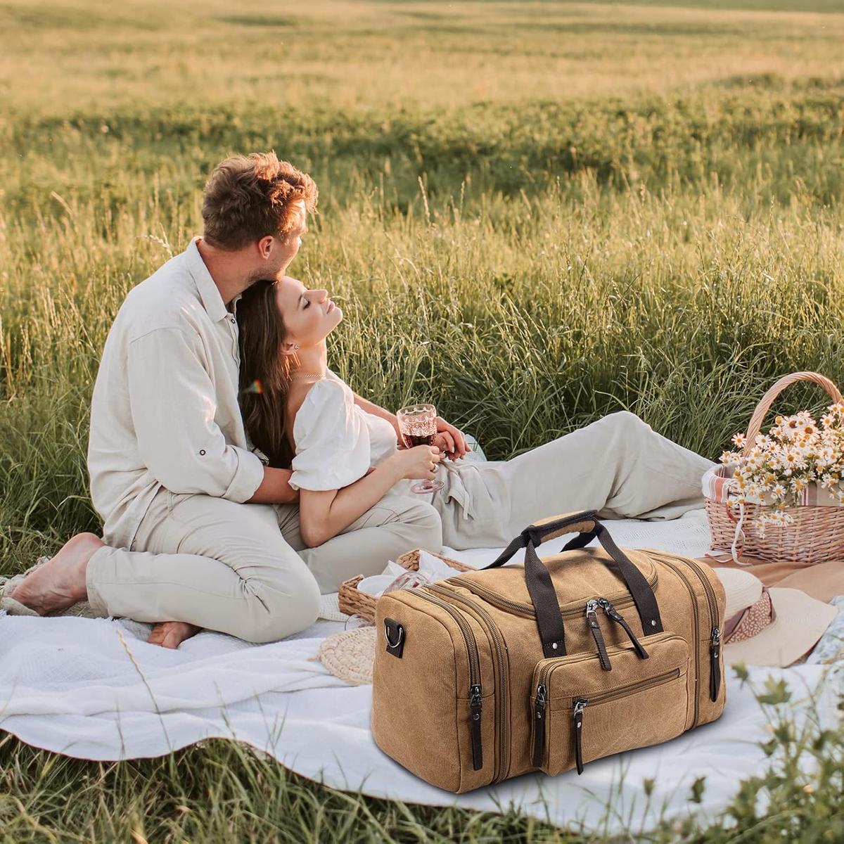 Men's canvas duffle bag color options