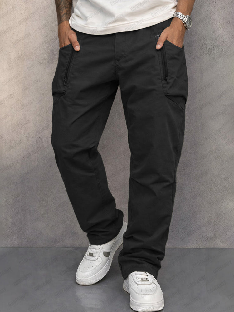 Cotton Cargo Pants — Elastic Waist, Multi-Pocket
