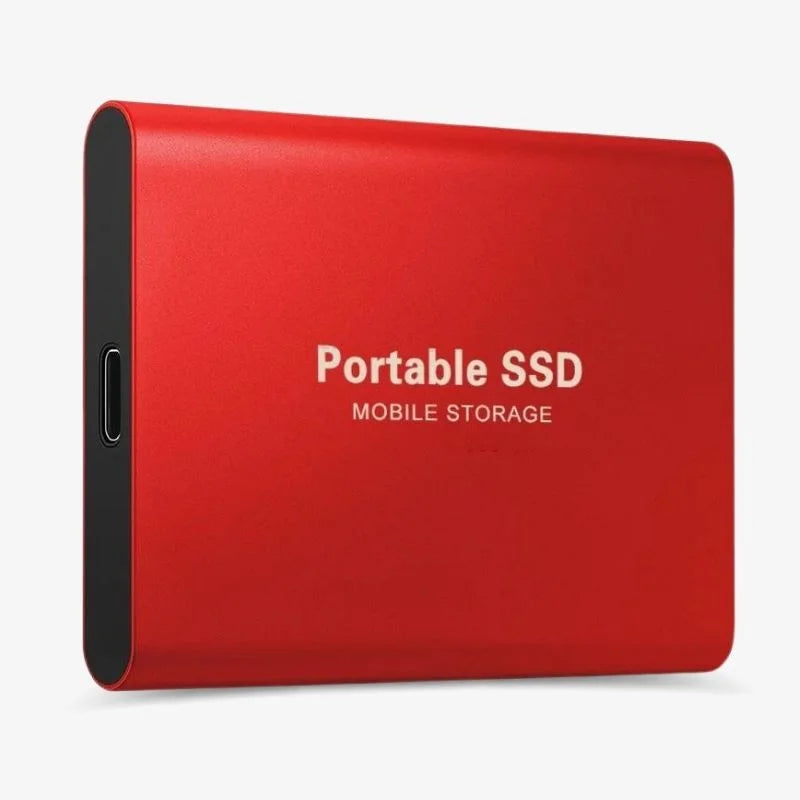 Red portable external SSD USB 3.1 backup drive
