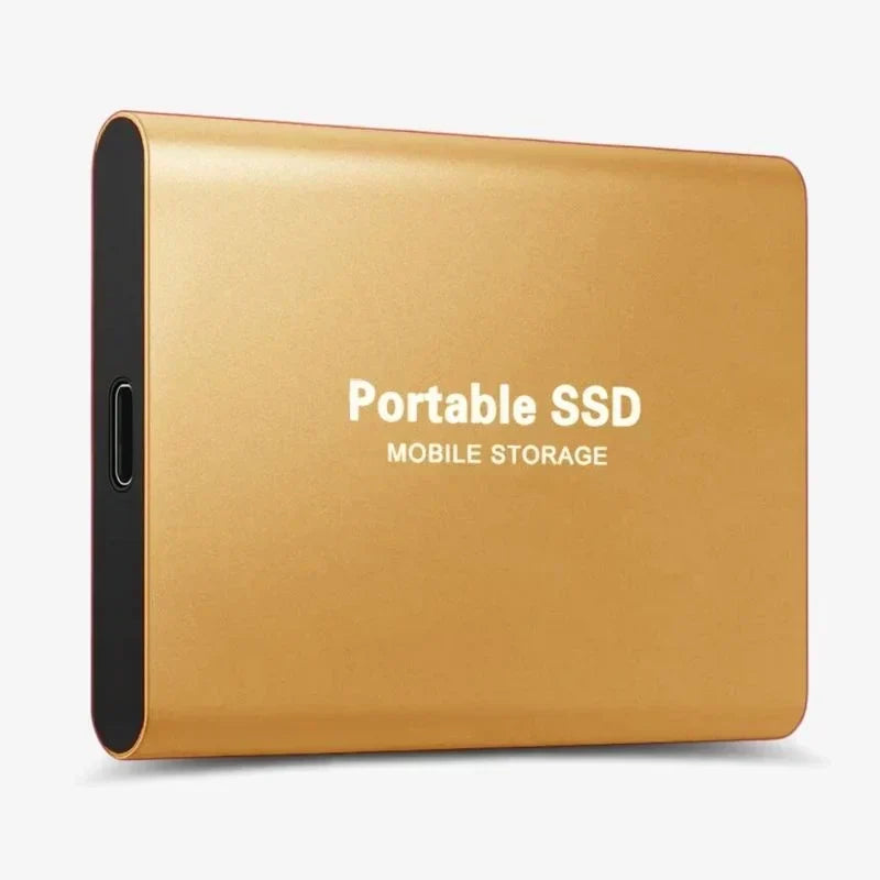 Gold portable external SSD USB 3.1 backup drive
