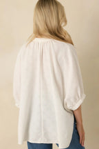 Women's Under Open Skies White Cotton Long Flowy Blouse | 100% Cotton 7