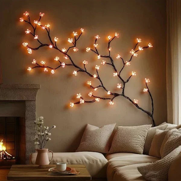 LED lighted decorative branch wall art warm white