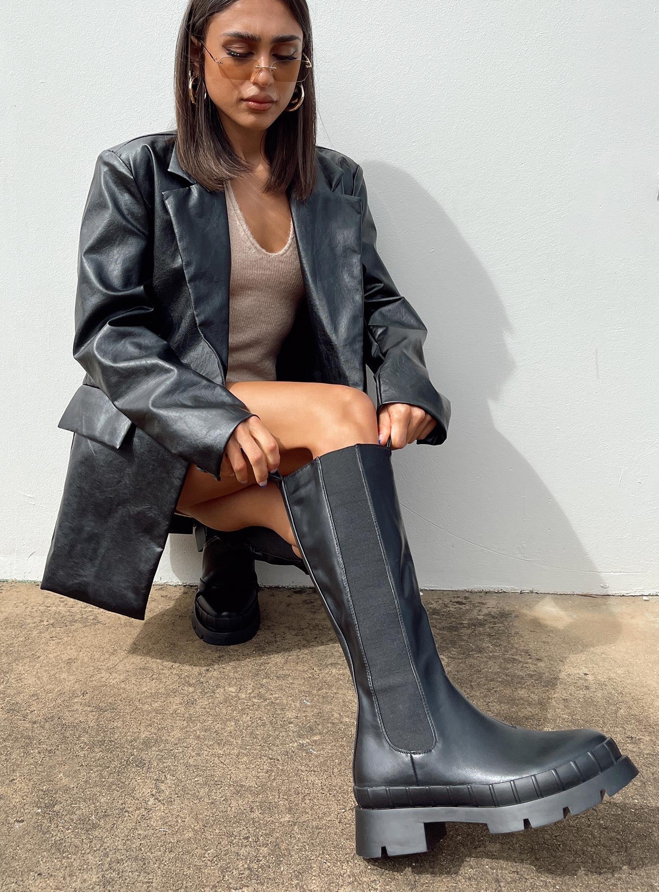 Vegan Leather Knee High Boots for Women with Platform Base | Stylish Long Boots for Eco-Friendly Comfort