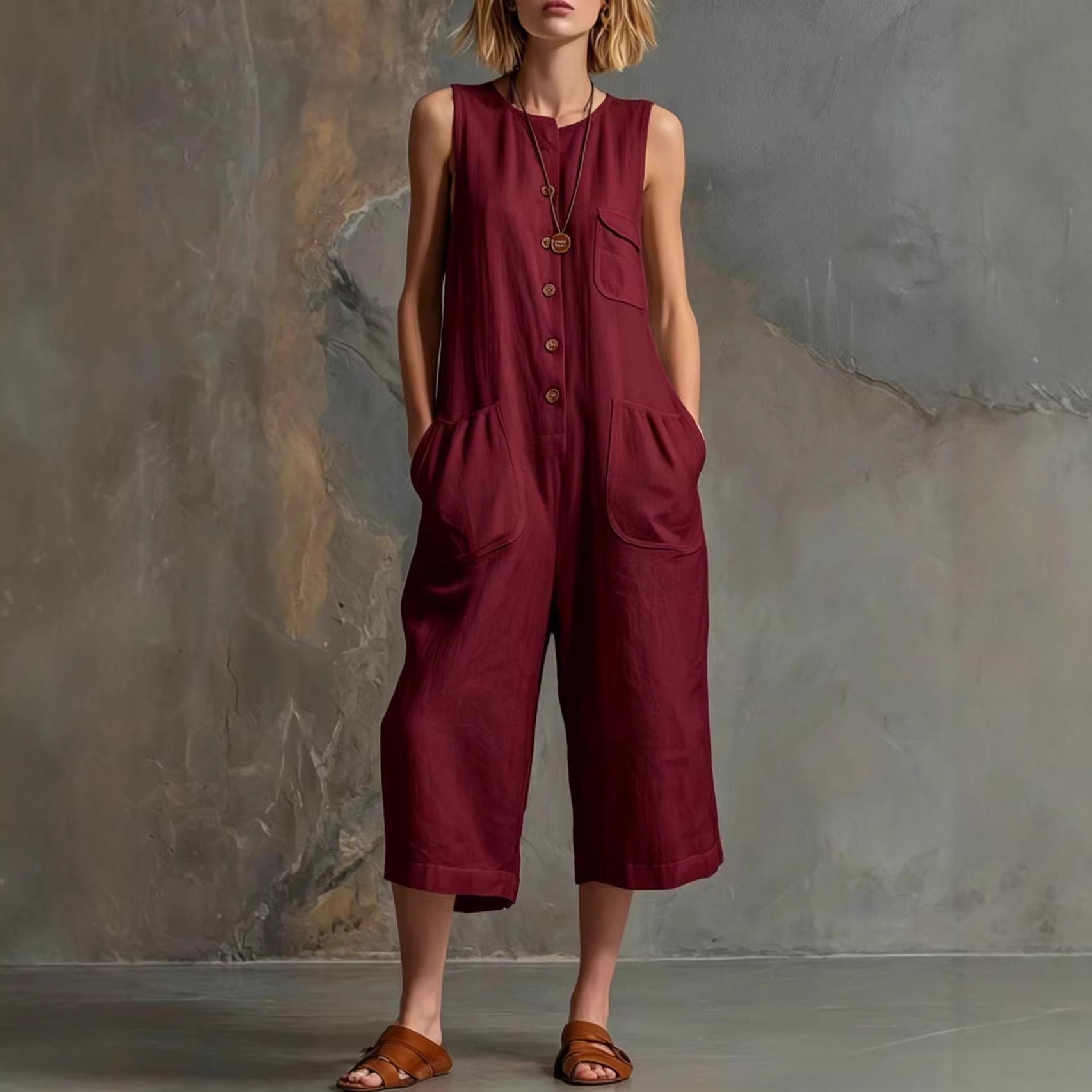 Vintage-Inspired | Women's Wide-Leg Jumpsuit with Sleeveless Design | Chic Retro Style for Effortless Fashion