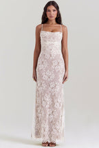 Vintage Elegance – Floral Maxi Dress with Lace Details – Timeless...
