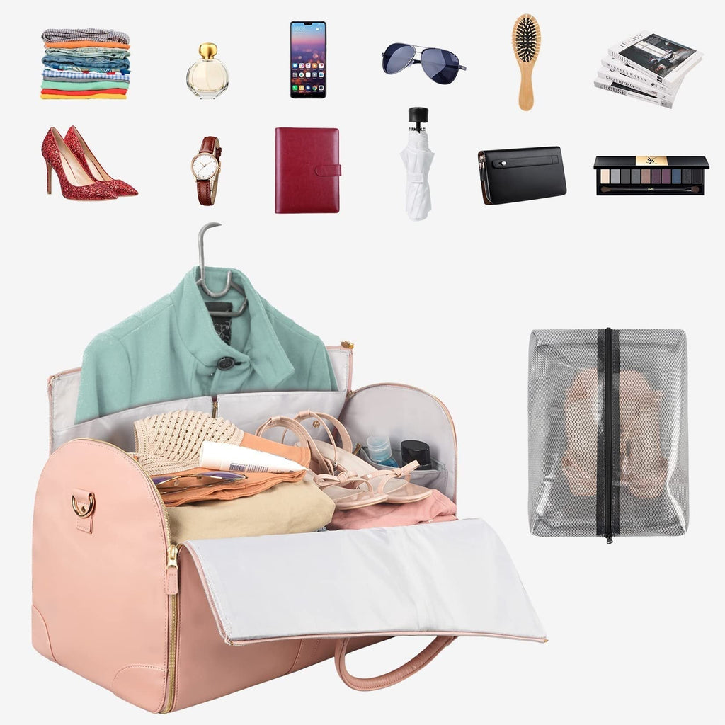 Foldable travel duffle tote folded flat for storage