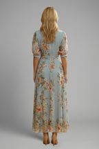 Floral V-neck midi dress full-length view