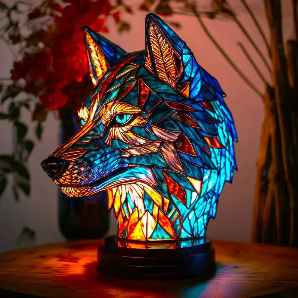 Artistic sculptural table lamp - Wolf design