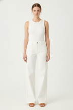 White high-waisted wide-leg jeans studio catalog view