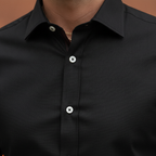 Men's Long-Sleeve Button-Up Shirt with Contrast Buttons