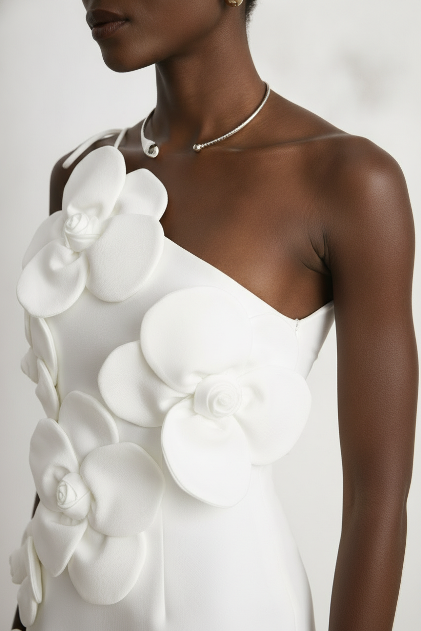 White Asymmetrical Cocktail Dress — Elegant
