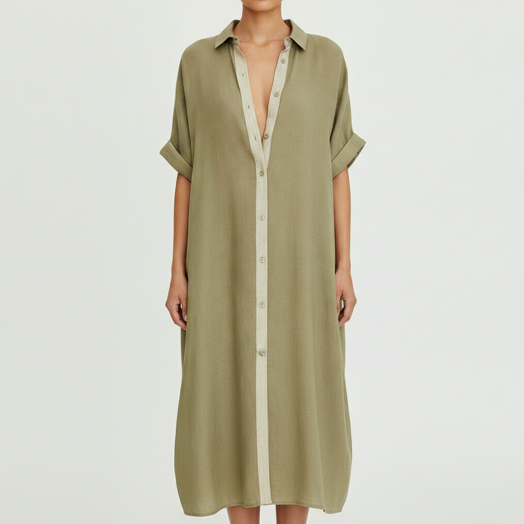 Women's Relaxed Fit Button-Down Dress – Summer Sundress for...