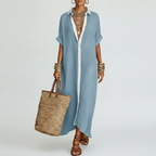 Women's Relaxed Fit Button-Down Dress – Summer Sundress for...