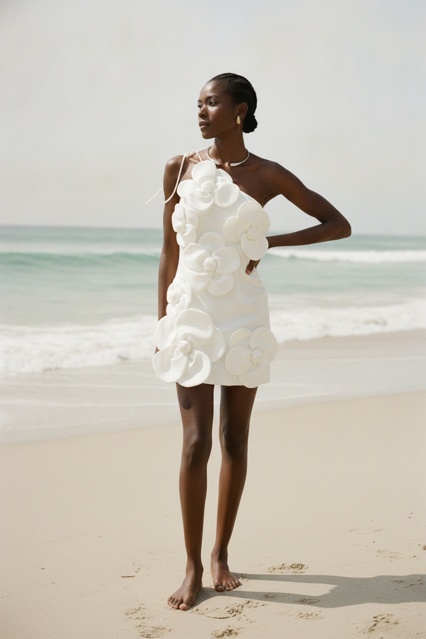 White Asymmetrical Cocktail Dress — Elegant