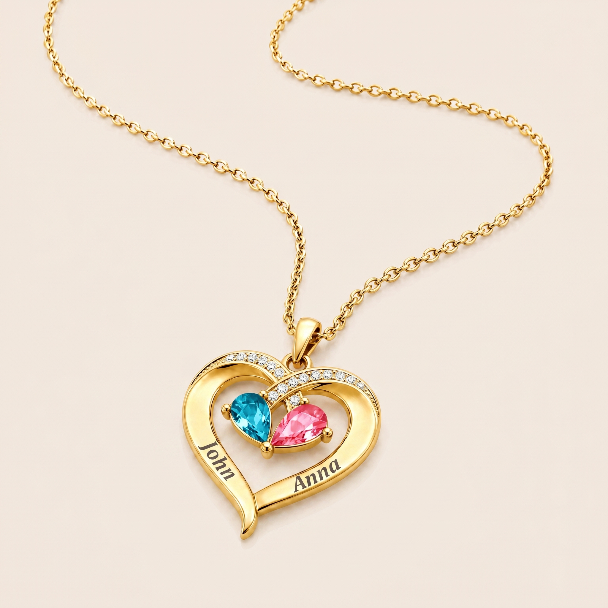 Birthstone heart pendant necklace lifestyle
