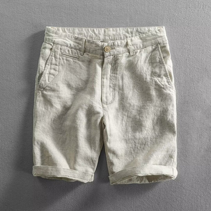 Beige linen summer shorts